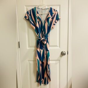 Stylish Blue and Pink Patterned Dress